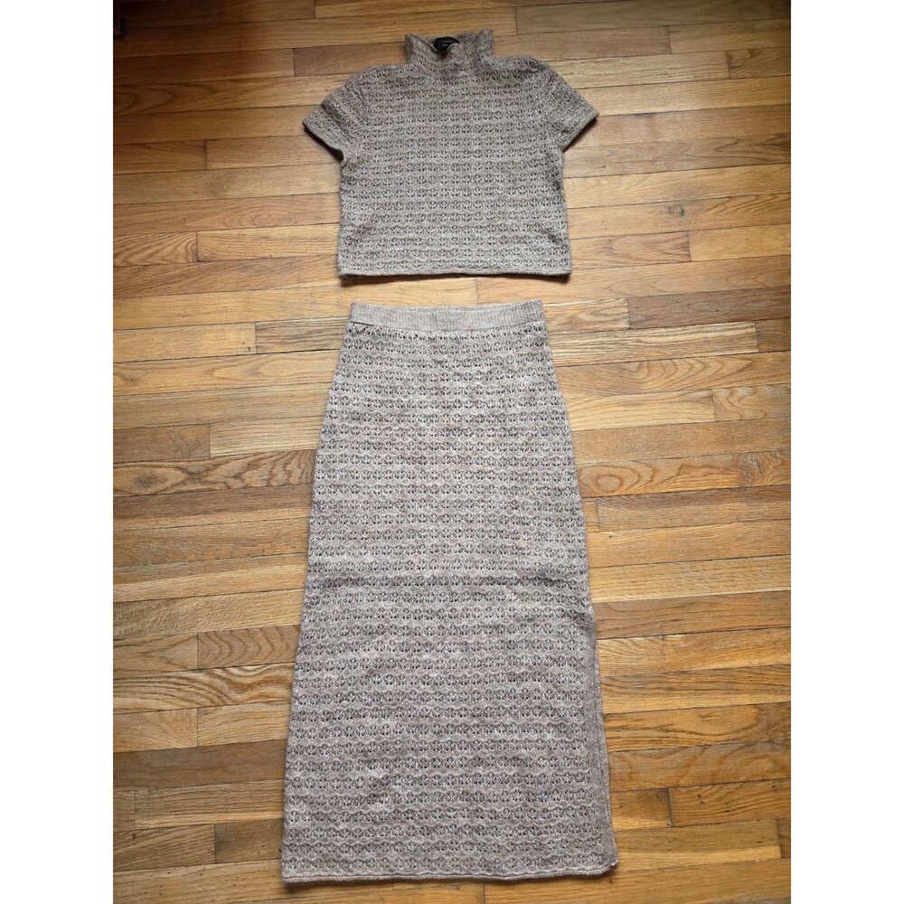 house of harlow 1960 knit matching set cropped top and long skirt size xs